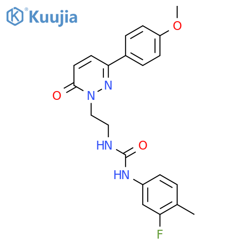 1-(3-fluoro-4-methylphenyl)-3-{2-[3-(4-methoxyphenyl)-6-oxo-1,6-dihydropyridazin-1-yl]ethyl}urea structure