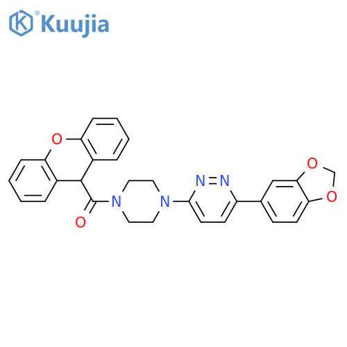 3-(2H-1,3-benzodioxol-5-yl)-6-[4-(9H-xanthene-9-carbonyl)piperazin-1-yl]pyridazine structure