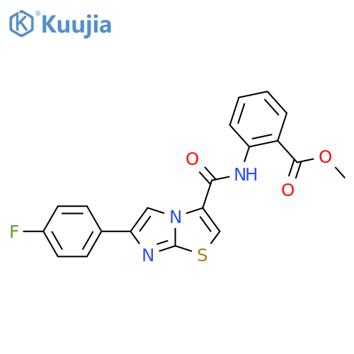 methyl 2-[6-(4-fluorophenyl)imidazo[2,1-b][1,3]thiazole-3-amido]benzoate structure