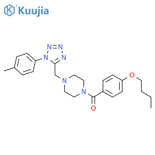 1-(4-butoxybenzoyl)-4-{[1-(4-methylphenyl)-1H-1,2,3,4-tetrazol-5-yl]methyl}piperazine structure