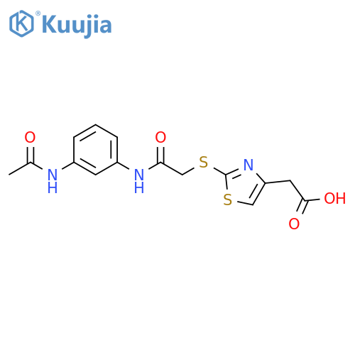 2-[2-({[(3-acetamidophenyl)carbamoyl]methyl}sulfanyl)-1,3-thiazol-4-yl]acetic acid structure
