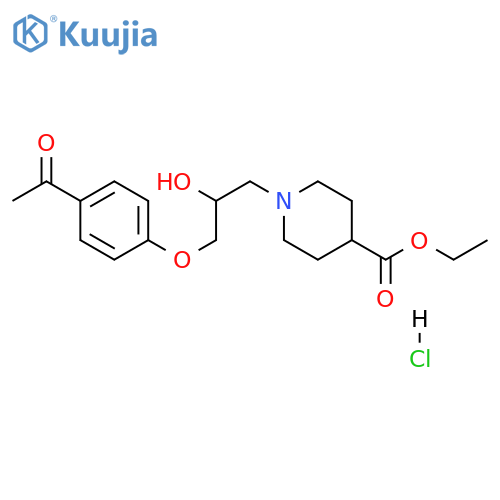 ethyl 1-[3-(4-acetylphenoxy)-2-hydroxypropyl]piperidine-4-carboxylate hydrochloride structure