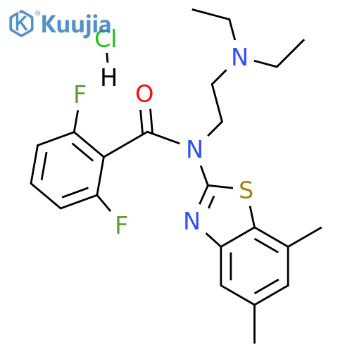 N-[2-(diethylamino)ethyl]-N-(5,7-dimethyl-1,3-benzothiazol-2-yl)-2,6-difluorobenzamide hydrochloride structure