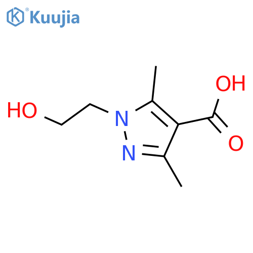 1-(2-hydroxyethyl)-3,5-dimethyl-1H-pyrazole-4-carboxylic acid structure