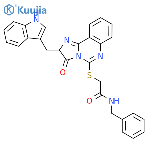 N-benzyl-2-({2-[(1H-indol-3-yl)methyl]-3-oxo-2H,3H-imidazo[1,2-c]quinazolin-5-yl}sulfanyl)acetamide structure