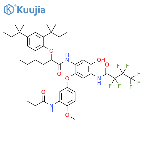 Hexanamide,2-[2,4-bis(1,1-dimethylpropyl)phenoxy]-N-[4-[(2,2,3,3,4,4,4-heptafluoro-1-oxobutyl)amino]-5-hydroxy-2-[4-methoxy-3-[(1-oxopropyl)amino]phenoxy]phenyl]- structure