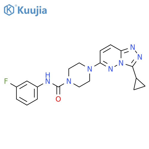 4-{3-cyclopropyl-[1,2,4]triazolo[4,3-b]pyridazin-6-yl}-N-(3-fluorophenyl)piperazine-1-carboxamide structure