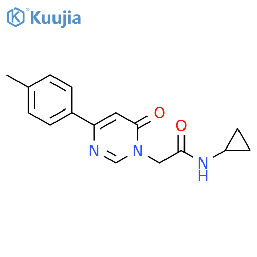 N-cyclopropyl-2-[4-(4-methylphenyl)-6-oxo-1,6-dihydropyrimidin-1-yl]acetamide structure