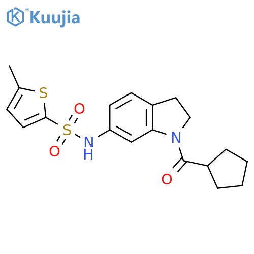 N-(1-cyclopentanecarbonyl-2,3-dihydro-1H-indol-6-yl)-5-methylthiophene-2-sulfonamide structure