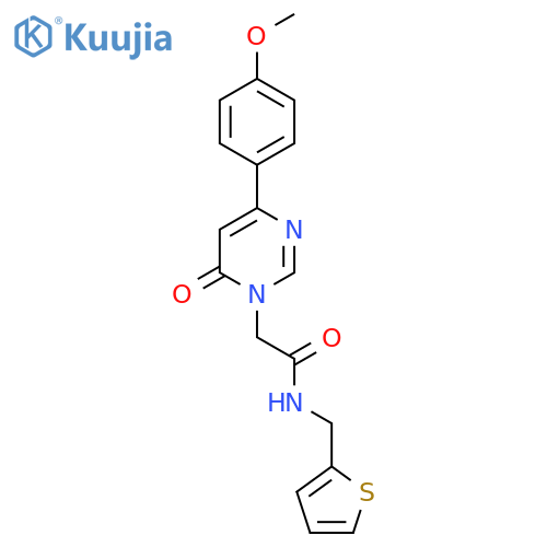 2-[4-(4-methoxyphenyl)-6-oxo-1,6-dihydropyrimidin-1-yl]-N-[(thiophen-2-yl)methyl]acetamide structure