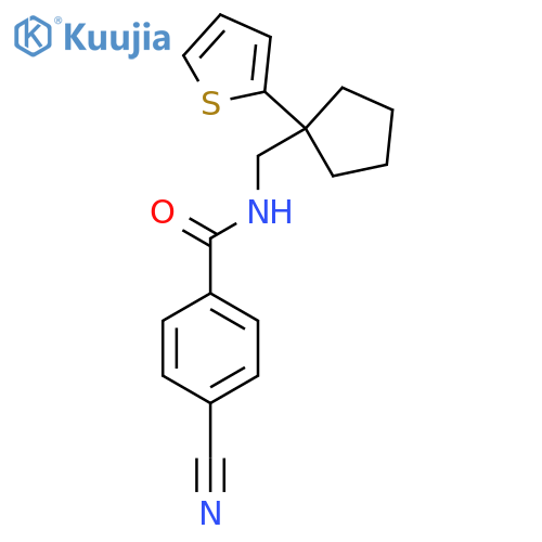 4-cyano-N-{1-(thiophen-2-yl)cyclopentylmethyl}benzamide structure
