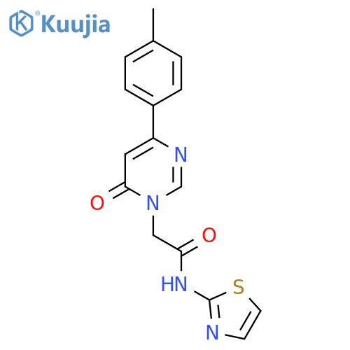 2-[4-(4-methylphenyl)-6-oxo-1,6-dihydropyrimidin-1-yl]-N-(1,3-thiazol-2-yl)acetamide structure