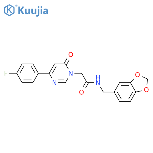 N-[(2H-1,3-benzodioxol-5-yl)methyl]-2-[4-(4-fluorophenyl)-6-oxo-1,6-dihydropyrimidin-1-yl]acetamide structure