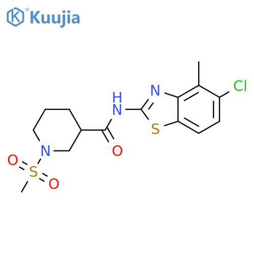 N-(5-chloro-4-methyl-1,3-benzothiazol-2-yl)-1-methanesulfonylpiperidine-3-carboxamide structure