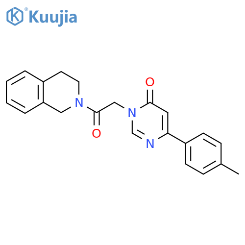 6-(4-methylphenyl)-3-[2-oxo-2-(1,2,3,4-tetrahydroisoquinolin-2-yl)ethyl]-3,4-dihydropyrimidin-4-one structure