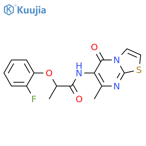 2-(2-fluorophenoxy)-N-{7-methyl-5-oxo-5H-[1,3]thiazolo[3,2-a]pyrimidin-6-yl}propanamide structure