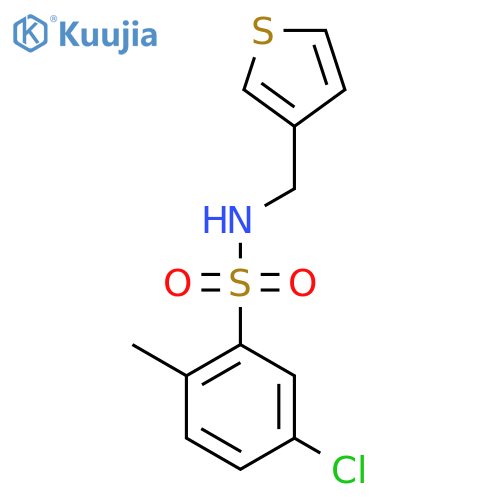 5-chloro-2-methyl-N-(thiophen-3-yl)methylbenzene-1-sulfonamide structure