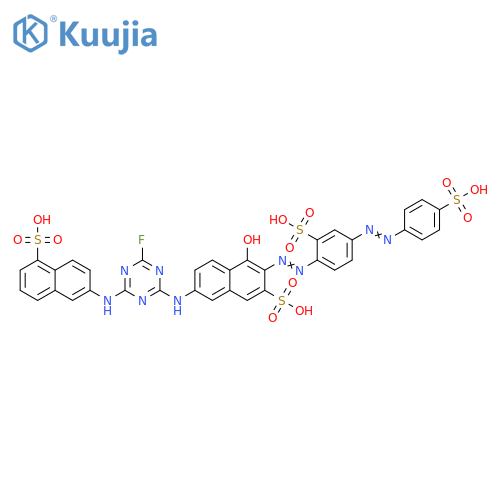 1-Naphthalenesulfonic acid,6-[[4-fluoro-6-[[5-hydroxy-7-sulfo-6-[[2-sulfo-4-[(4-sulfophenyl)azo]phenyl]azo]-2-naphthalenyl]amino]-1,3,5-triazin-2-yl]amino]- structure