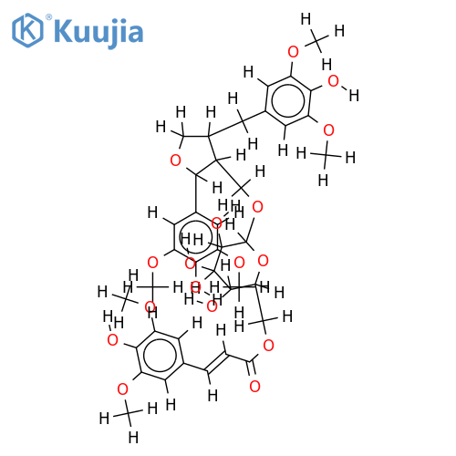 (8R,7'S,8'R)-5,5'-dimethoxylariciresinol 9'-O-beta-D-(6-O-E-4-hydroxy-3,5-dimethoxycinnamoyl)glucopyranoside structure