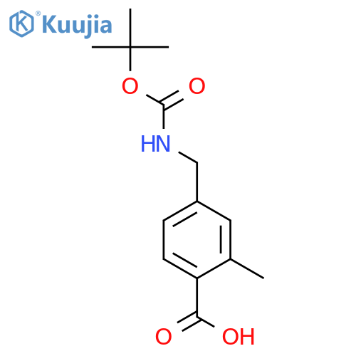 4-({(tert-butoxy)carbonylamino}methyl)-2-methylbenzoic acid structure
