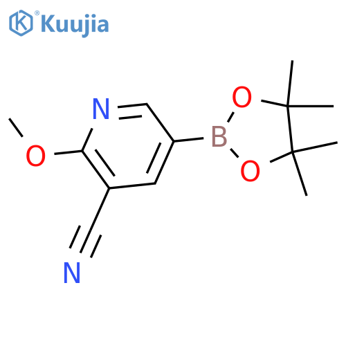 2-Methoxy-5-(4,4,5,5-tetramethyl-1,3,2-dioxaborolan-2-yl)nicotinonitrile structure