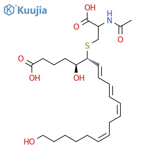 7,9,11,14-Eicosatetraenoicacid, 6-[[(2R)-2-(acetylamino)-2-carboxyethyl]thio]-5,20-dihydroxy-,(5S,6R,7E,9E,11Z,14Z)- structure