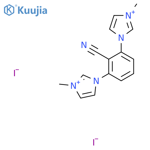 1-[2-cyano-3-(3-methyl-1H-imidazol-3-ium-1-yl)phenyl]-3-methyl-1H-imidazol-3-ium diiodide structure