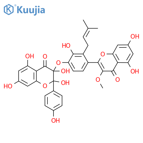 3-[4-(5,7-Dihydroxy-3-methoxy-4-oxochromen-2-yl)-2-hydroxy-3-(3-methylbut-2-enyl)phenoxy]-2,3,5,7-tetrahydroxy-2-(4-hydroxyphenyl)chromen-4-one structure