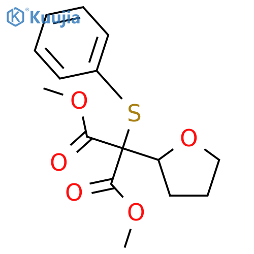 PROPANEDIOIC ACID, (PHENYLTHIO)(TETRAHYDRO-2-FURANYL)-, DIMETHYL ESTER structure
