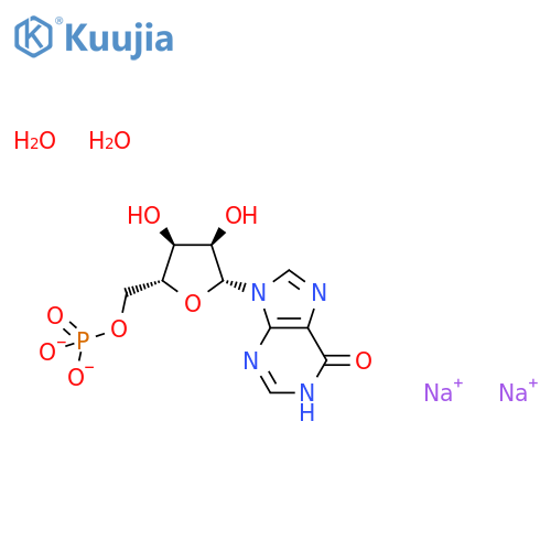 disodium;[(2R,3S,4R,5R)-3,4-dihydroxy-5-(6-oxo-1H-purin-9-yl)oxolan-2-yl]methyl phosphate;dihydrate structure