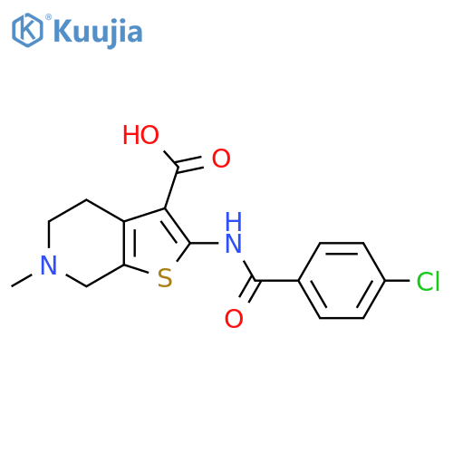 2-(4-chlorobenzamido)-6-methyl-4H,5H,6H,7H-thieno[2,3-c]pyridine-3-carboxylic acid structure