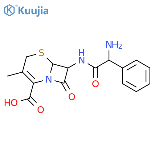5-Thia-1-azabicyclo[4.2.0]oct-2-ene-2-carboxylicacid, 7-[(2-amino-2-phenylacetyl)amino]-3-methyl-8-oxo- structure