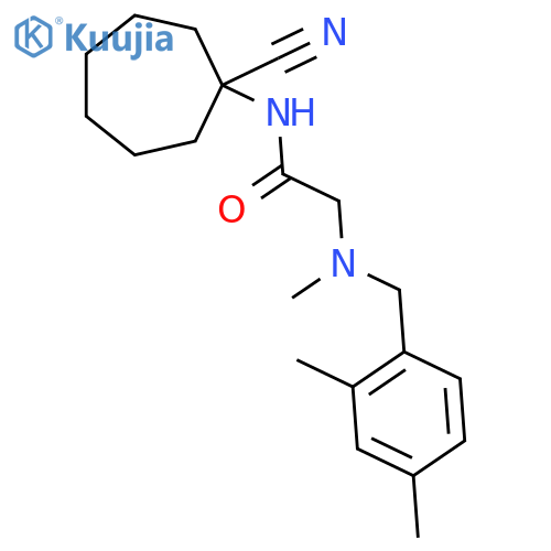 N-(1-cyanocycloheptyl)-2-{[(2,4-dimethylphenyl)methyl](methyl)amino}acetamide structure