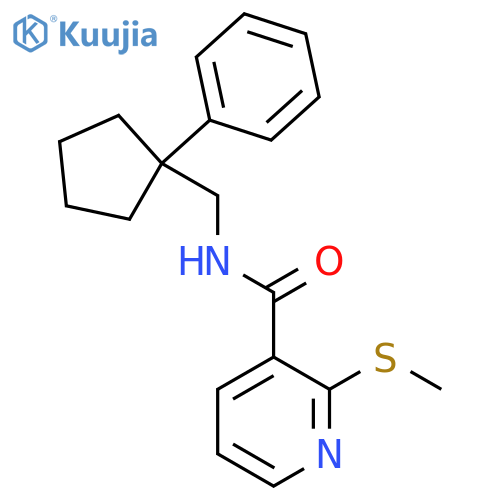 2-(methylsulfanyl)-N-[(1-phenylcyclopentyl)methyl]pyridine-3-carboxamide structure