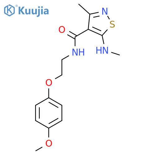 N-2-(4-methoxyphenoxy)ethyl-3-methyl-5-(methylamino)-1,2-thiazole-4-carboxamide structure