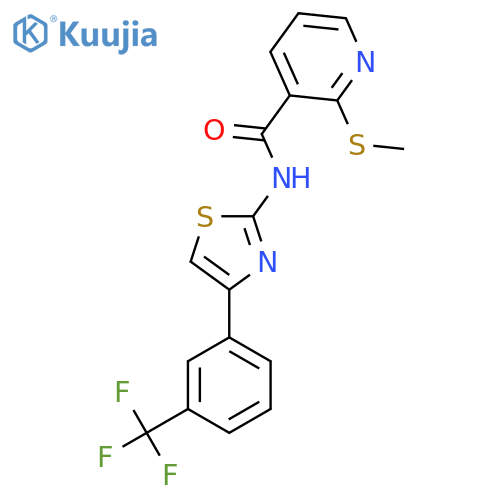 2-(methylsulfanyl)-N-{4-[3-(trifluoromethyl)phenyl]-1,3-thiazol-2-yl}pyridine-3-carboxamide structure