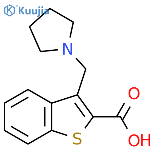 3-(Pyrrolidin-1-ylmethyl)-1-benzothiophene-2-carboxylic acid structure