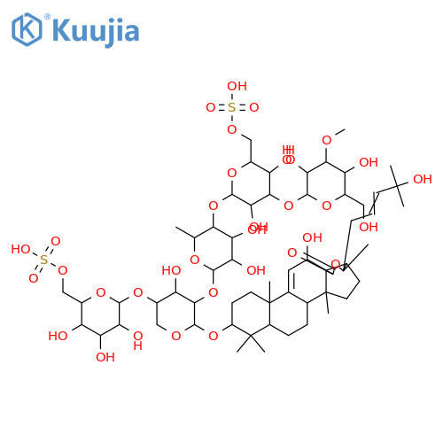 Holosta-9(11),23-diene-3,12,25-triol; (3β,12α,23E)-form, 3-O-[3-O-Methyl-β-D-glucopyranosyl-(1→3)-6-O-sulfo-β-D-glucopyranosyl-(1→4)-6-deoxy-β-D-glucopyranosyl-(1→2)-[6-O-sulfo-β-D-glucopyranosyl-(1→4)]-β-D-xylopyranoside] structure