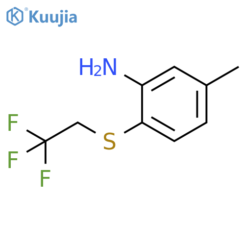 5-Methyl-2-(2,2,2-trifluoroethyl)sulfanylaniline structure