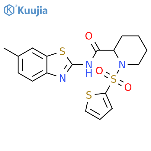 N-(6-methyl-1,3-benzothiazol-2-yl)-1-(thiophene-2-sulfonyl)piperidine-2-carboxamide structure