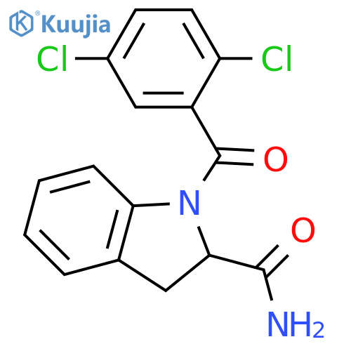 1-(2,5-dichlorobenzoyl)-2,3-dihydro-1H-indole-2-carboxamide structure