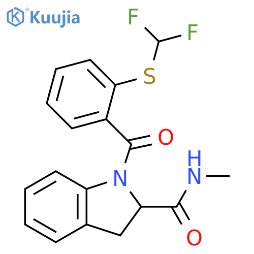 1-{2-[(difluoromethyl)sulfanyl]benzoyl}-N-methyl-2,3-dihydro-1H-indole-2-carboxamide structure