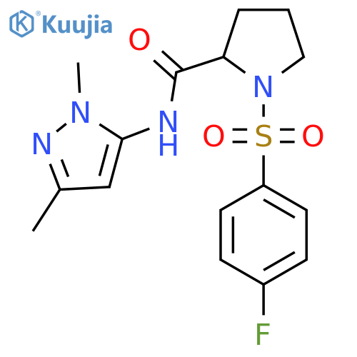 N-(1,3-dimethyl-1H-pyrazol-5-yl)-1-(4-fluorobenzenesulfonyl)pyrrolidine-2-carboxamide structure