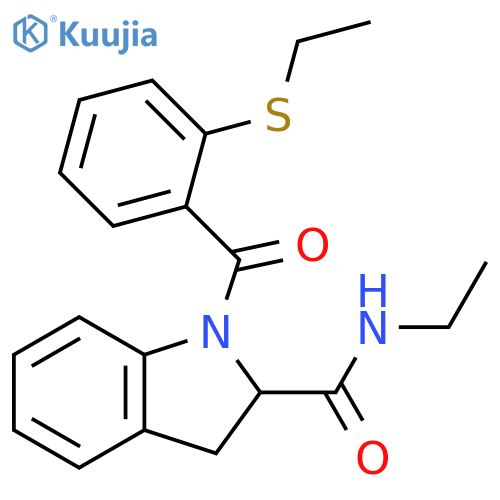 N-ethyl-1-[2-(ethylsulfanyl)benzoyl]-2,3-dihydro-1H-indole-2-carboxamide structure