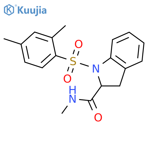 1-(2,4-dimethylbenzenesulfonyl)-N-methyl-2,3-dihydro-1H-indole-2-carboxamide structure