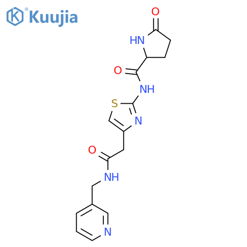 5-oxo-N-4-({(pyridin-3-yl)methylcarbamoyl}methyl)-1,3-thiazol-2-ylpyrrolidine-2-carboxamide structure