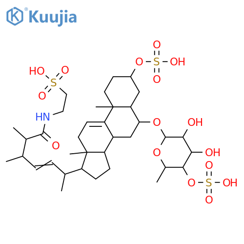 3,6-Dihydroxyergosta-9(11),22-dien-26-oic acid; (3β,5α,6α,22E,24R,25R)-form, Taurine amide, 3-sulfate, 6-O-(6-deoxy-4-sulfo-β-D-glucopyranoside) structure