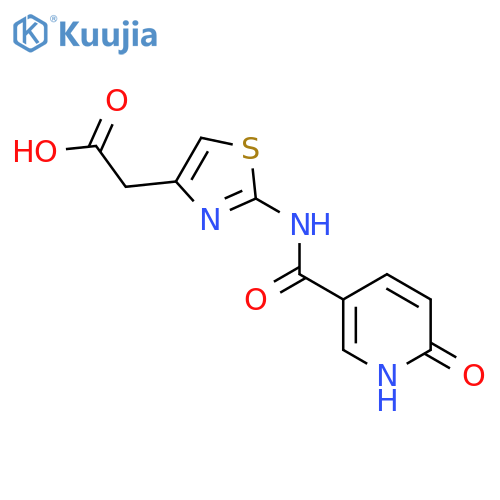 (2-{[(6-Oxo-1,6-dihydropyridin-3-yl)carbonyl]amino}-1,3-thiazol-4-yl)acetic acid structure
