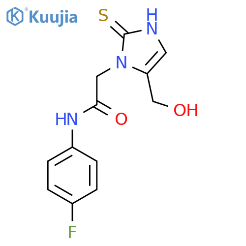 N-(4-fluorophenyl)-2-[5-(hydroxymethyl)-2-mercapto-1H-imidazol-1-yl]acetamide structure