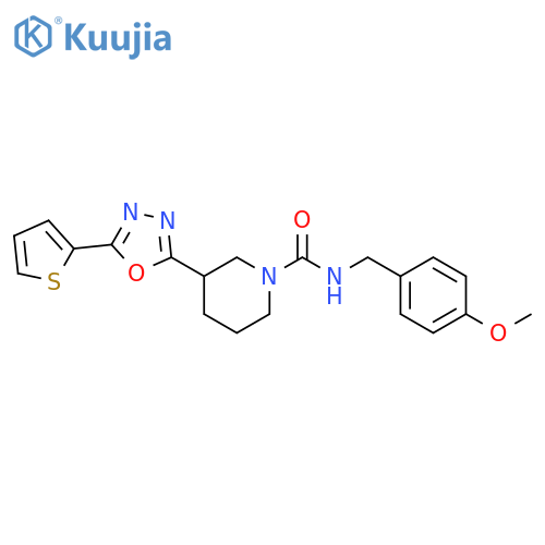 N-[(4-methoxyphenyl)methyl]-3-[5-(thiophen-2-yl)-1,3,4-oxadiazol-2-yl]piperidine-1-carboxamide structure